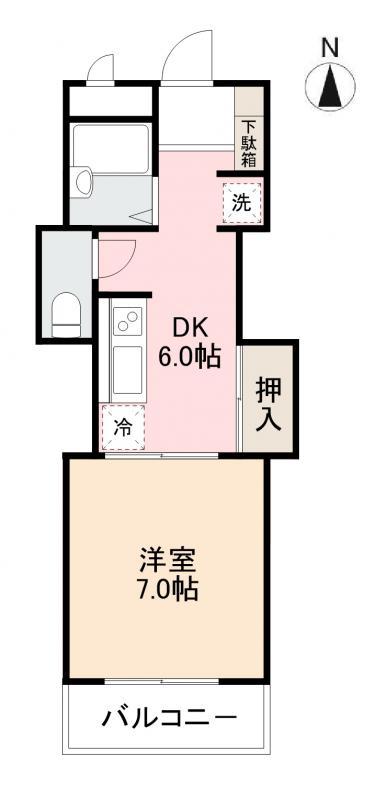 西町ハイツ(1DK/3階)の間取り写真