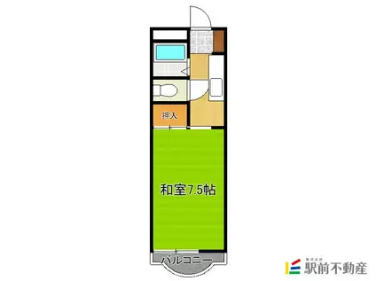 B-INハウス鳥栖(1K/1階)の間取り写真