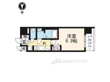 プレサンス京都二条 京華(1K/2階)の間取り写真