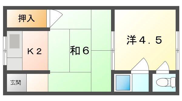 美保マンション(2K/3階)の間取り写真