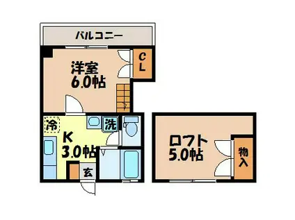 TMハイツ(1K/3階)の間取り写真