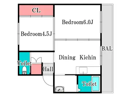 ヴィラナリー建部(2DK/5階)の間取り写真