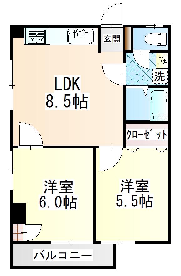 重谷ビル(2LDK/3階)の間取り写真