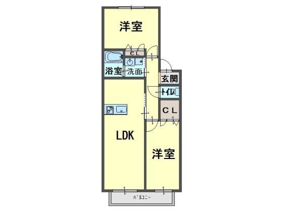 シャーメゾン泉陽(2LDK/1階)の間取り写真