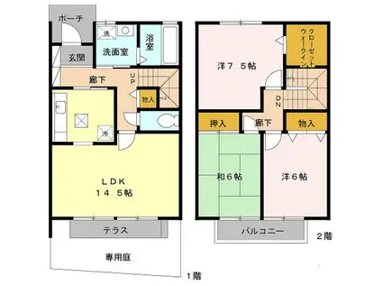 パークハイム壱番館(3LDK/1階)の間取り写真