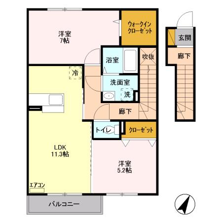 ゴールデンリバー(2LDK/2階)の間取り写真