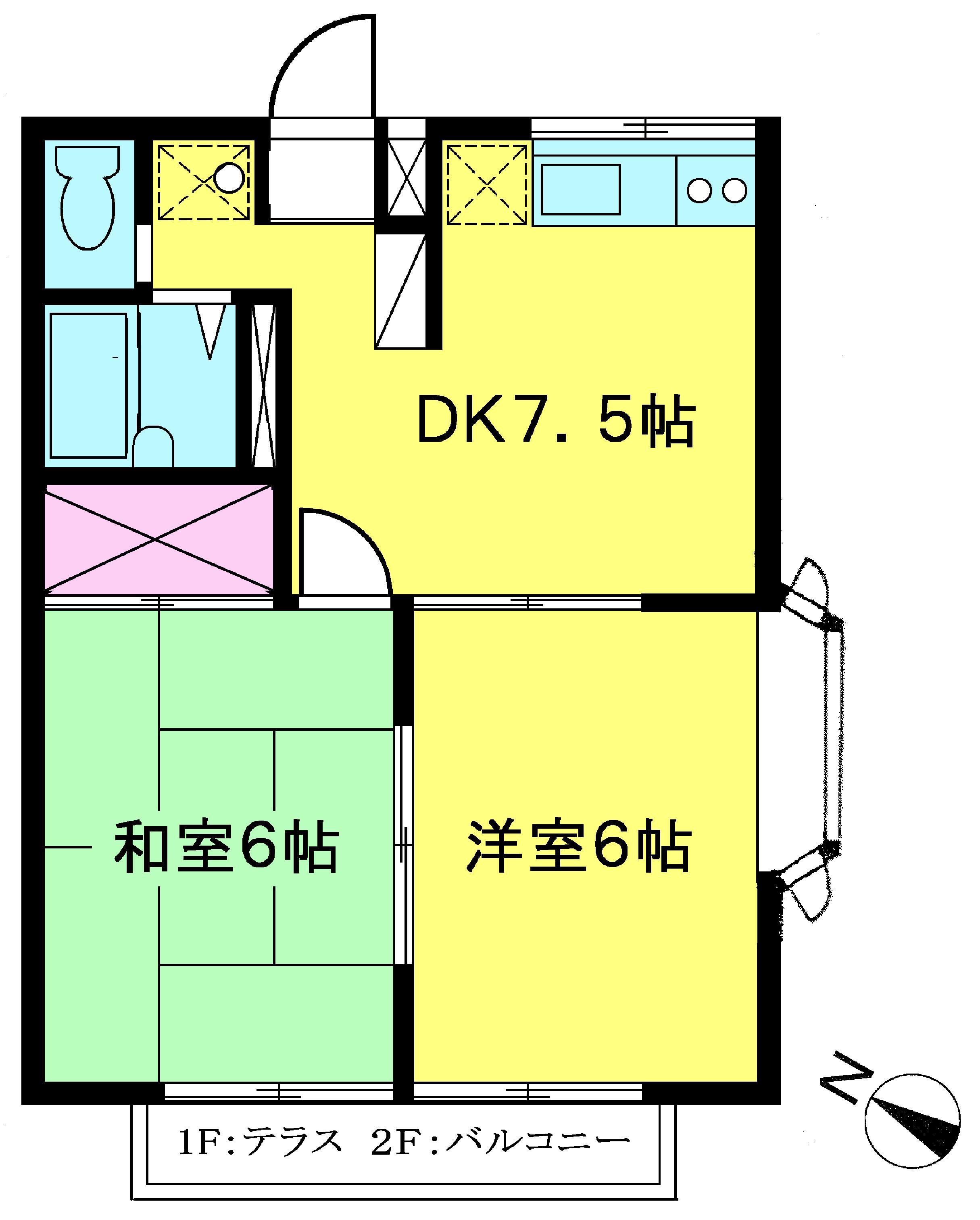 エステートピアⅡモリタ(2DK/2階)の間取り写真