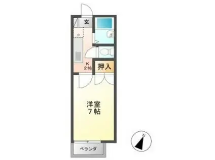 LIBERTY KUNIE II(1K/2階)の間取り写真