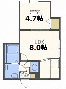 エクセル新札幌(1LDK/1階)の間取り写真