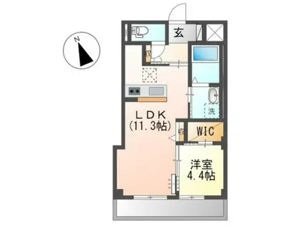 レヴォントゥレットII(1LDK/2階)の間取り写真