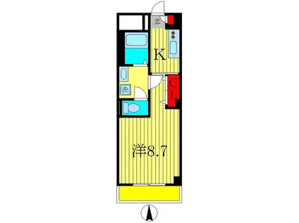 DIMOA (1K/2階)の間取り写真