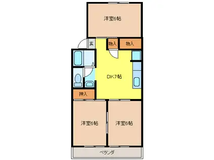 メゾン高羽(3DK/2階)の間取り写真