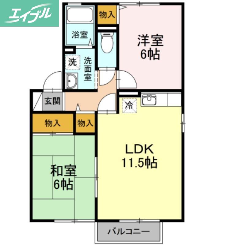 ヴィラアフェクションA棟(2LDK/2階)の間取り写真