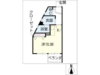 ハイリスベーネ池下(ワンルーム/1階)の間取り写真
