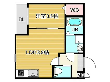BEST VILLAGE鳴尾町(1LDK/2階)の間取り写真