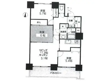 ライオンズマンション札幌スカイタワー(3LDK/23階)の間取り写真