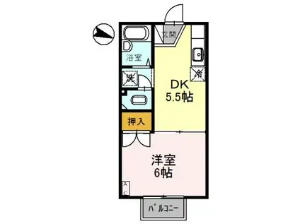メゾン堀川 C棟(1DK/2階)の間取り写真