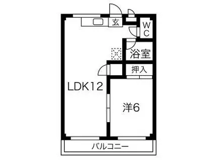 JUNハイツ(1LDK/1階)の間取り写真