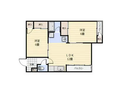 RIVER・S瀬名川(2LDK/1階)の間取り写真