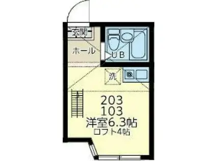 ユナイト浜町クリスピーナッツ(ワンルーム/2階)の間取り写真