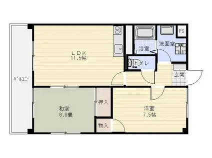 ヴィーブルオガイ(2LDK/2階)の間取り写真