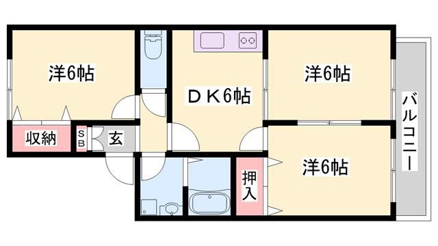 メゾン高須(3DK/2階)の間取り写真