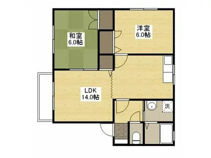 エスポワール曙A・B棟(2LDK/2階)の間取り写真