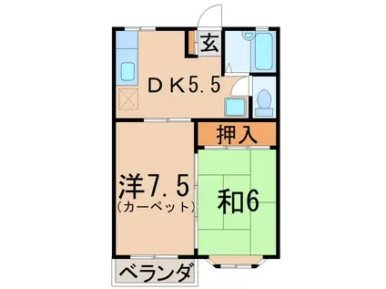 グランデュールA(2DK/1階)の間取り写真