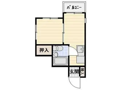 メゾンドノア大横町(1DK/2階)の間取り写真