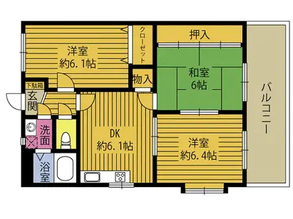 マンションルイージ(3DK/3階)の間取り写真