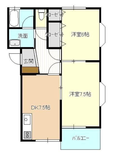 ハイツナティ(2DK/1階)の間取り写真