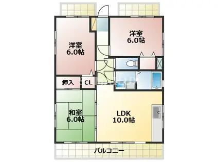 ウィスティア壱番館(3LDK/5階)の間取り写真