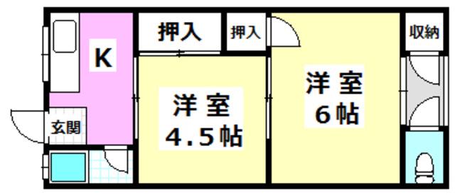 千里丘山口ハイツ(2K/2階)の間取り写真