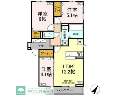 D-ROOM N(3LDK/2階)の間取り写真