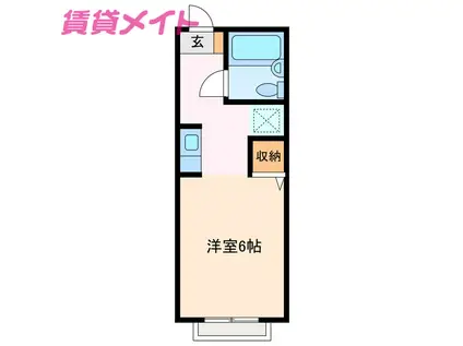 グランメール鈴鹿(1K/2階)の間取り写真