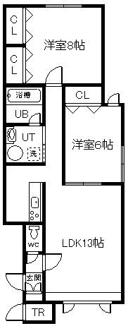 ノンノA(2LDK/1階)の間取り写真