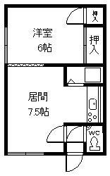 旭町113ハイツ(1DK/1階)の間取り写真