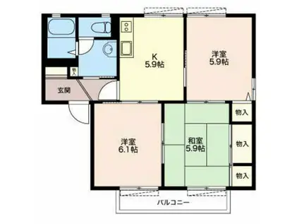 モーニンググローリー(3DK/1階)の間取り写真