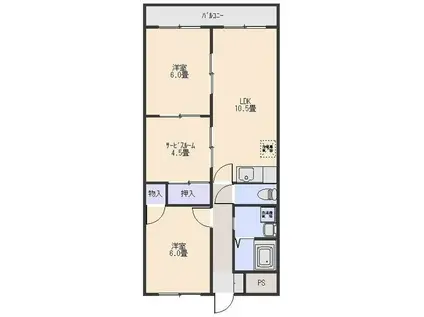 セラヴィー伊勢崎B(2SLDK/2階)の間取り写真