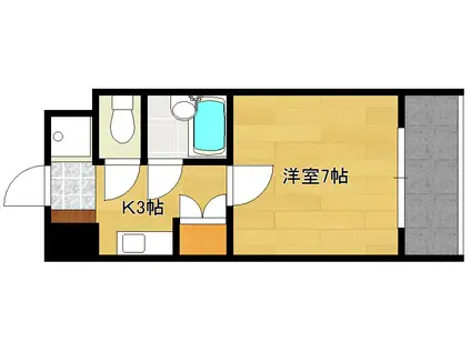 オブジェ牧本(1K/4階)の間取り写真