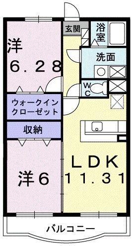 リズ センティア B(2LDK/3階)の間取り写真