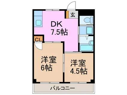 第5菊屋ビル(2DK/2階)の間取り写真