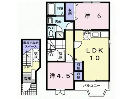 マリア清水B(2LDK/2階)の間取り写真