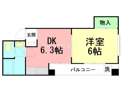堤ビル(1DK/2階)の間取り写真