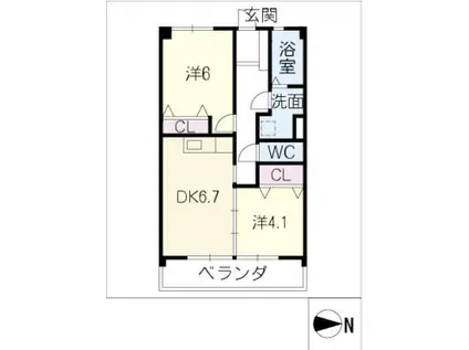 マンション大栄(2DK/1階)の間取り写真