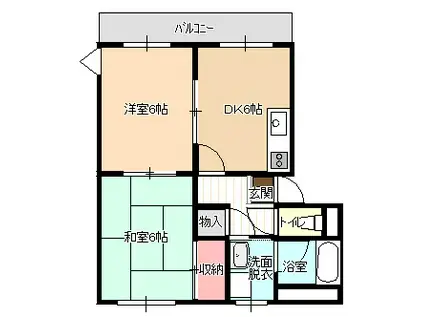 サンハイツB(2DK/1階)の間取り写真