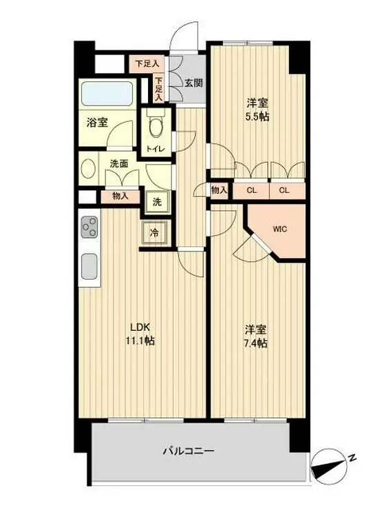 HF若林公園レジデンス 2階階 間取り