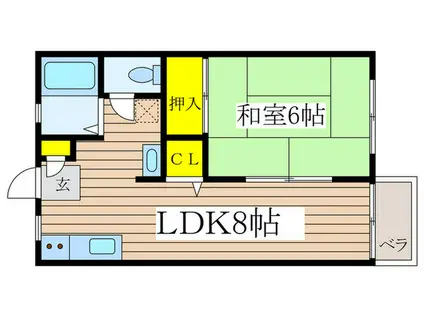 アボ-ド 小林(1LDK/2階)の間取り写真