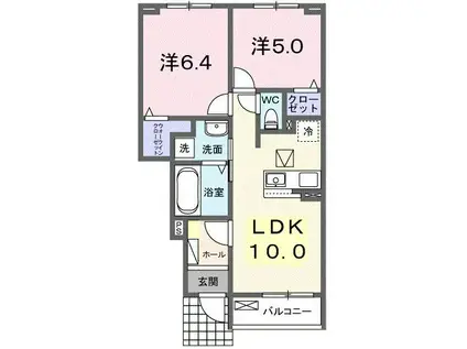 グランツK(2LDK/1階)の間取り写真