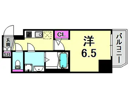 ファーストフィオーレ神戸駅前(1K/3階)の間取り写真